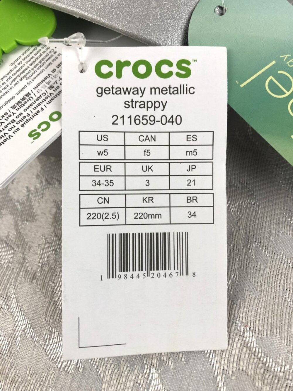 Crocs Getaway Silver Metallic Strappy Sandals Women's Size 5 NWT - Picture 9 of 10